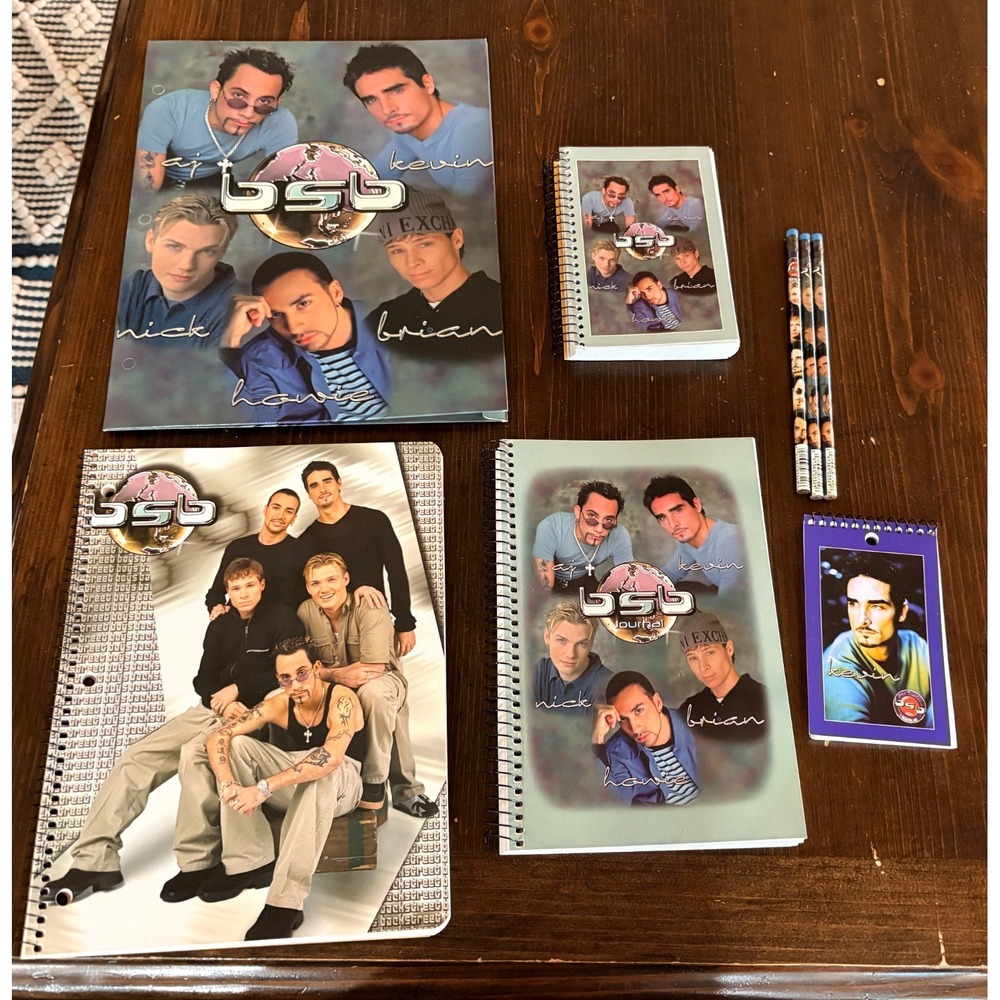 Backstreet Boys Stationary Notebooks, Pencils, Portfolio 2000 Paper Gift Box - Picture 1 of 5